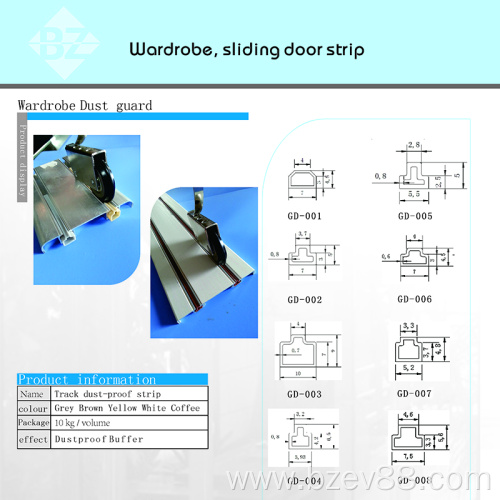 Wardrobe moving door track silicone seal strip